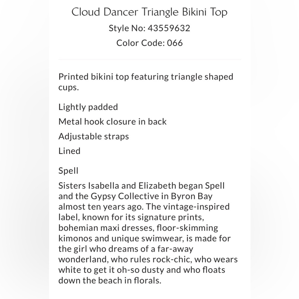 NWT Spell Cloud Dancer Triangle Bikini Top - Picture 15 of 15